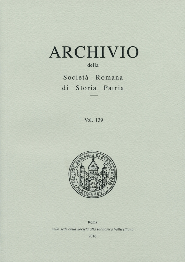  Archivio della Società Romana di Storia Patria vol. 139 - 2016