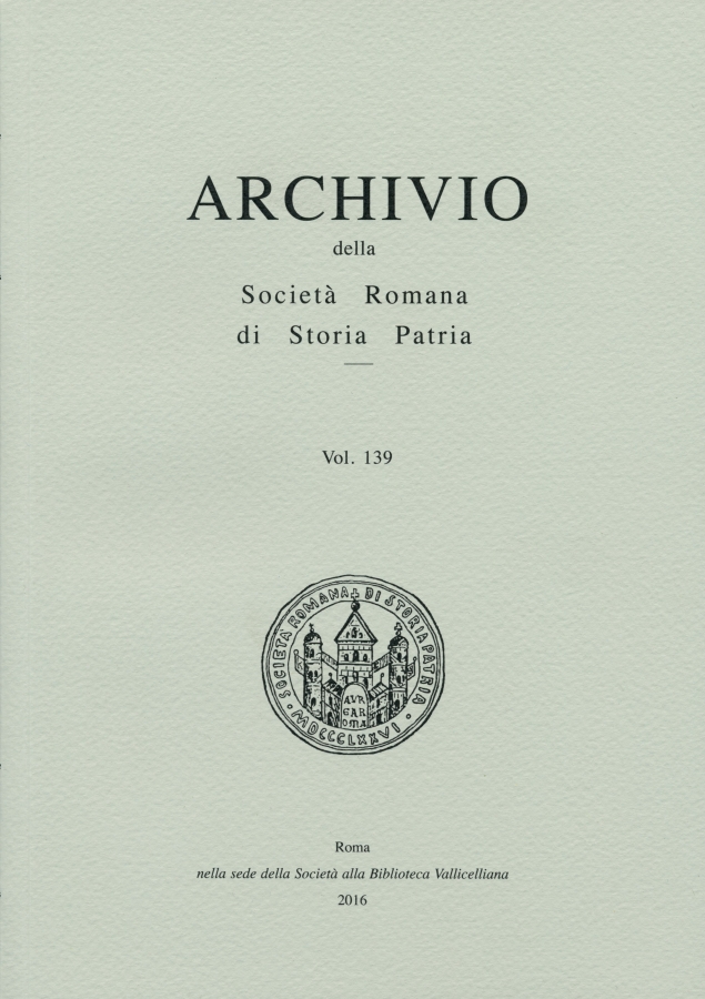Archivio della Società Romana di Storia Patria vol. 139 - 2016