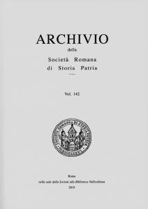  Archivio della Società Romana di Storia Patria vol. 142 - 2019